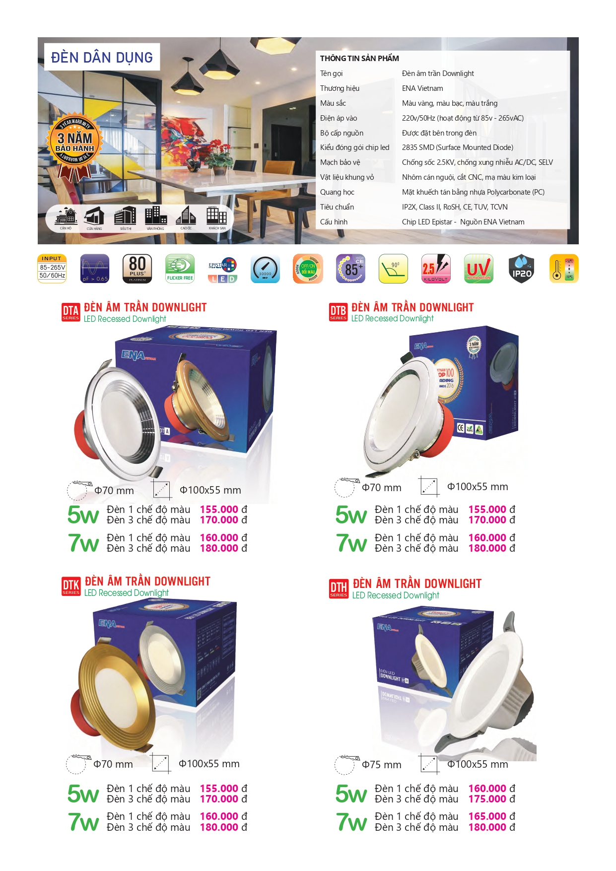 Bảng giá đèn led Ena 2026
